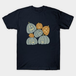 Spooky Pumpkin Patch - blue and orange T-Shirt